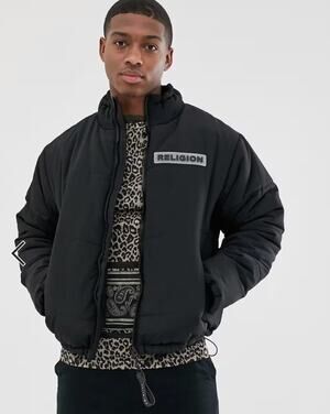 Religion London Black Puffer Jacket Size L